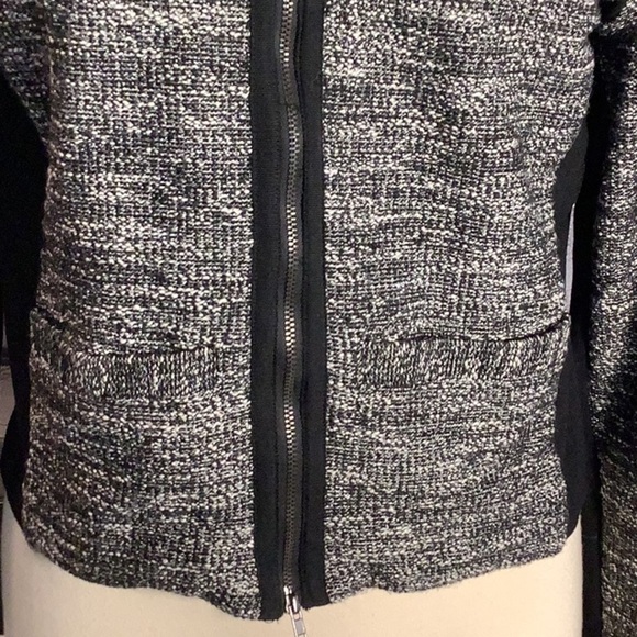 Eileen Fisher Black White Tweed Boucle’ Stretch Zip Front Sweater Jacket Sz M - Picture 3 of 11